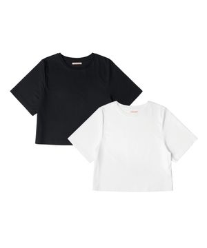 [2PACK] A3488 루즈핏 크롭 티셔츠_2 COLOR