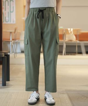 밴딩 카고 플랩포켓 스판 9부 와이드 팬츠