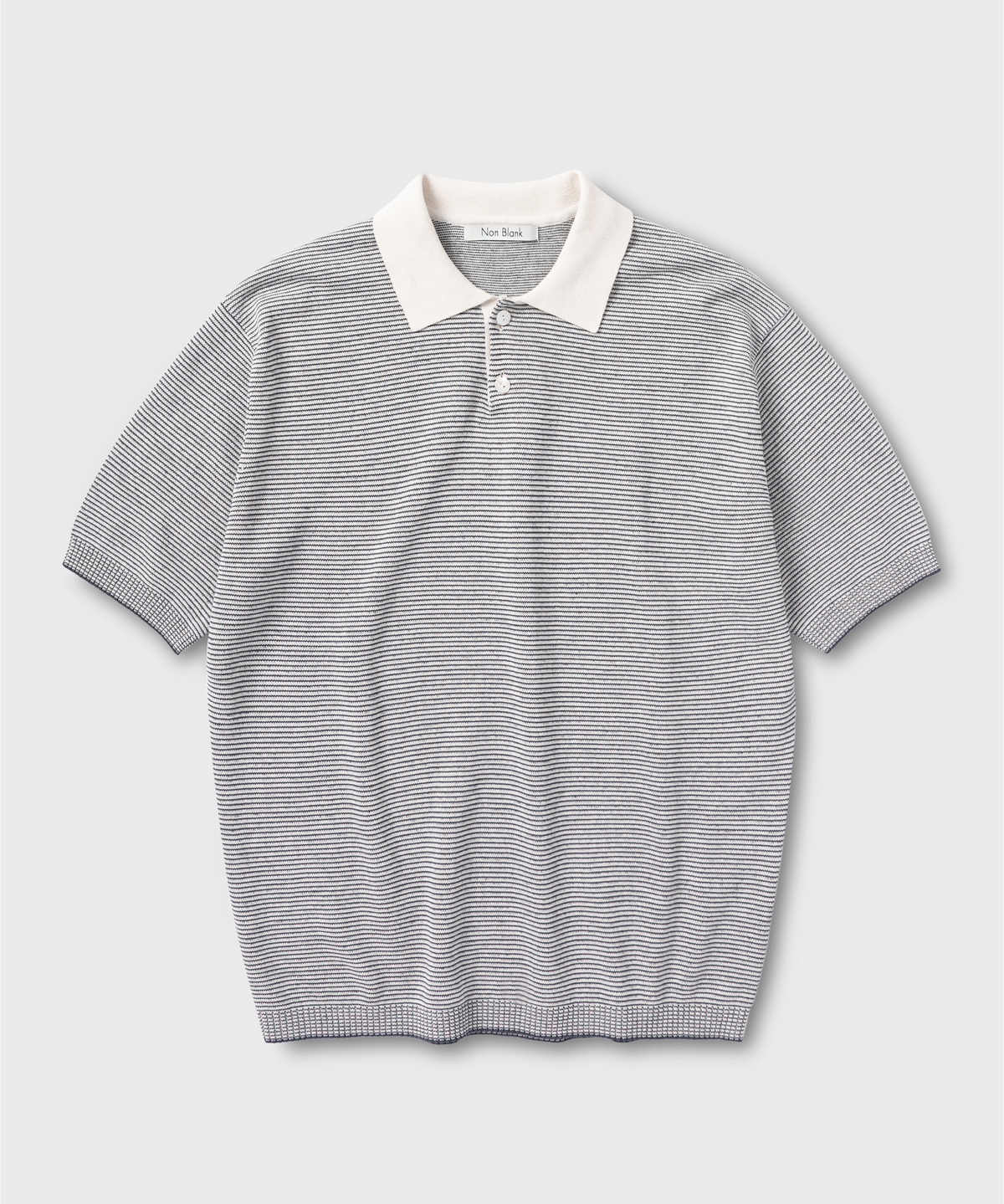 넌블랭크(NONBLANK) 스트라이프 칼라 HS 니트_MELANGE GREY