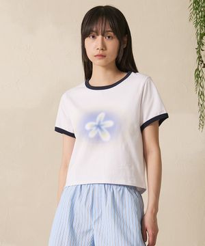 Gradation Bloom Ringer Tee White