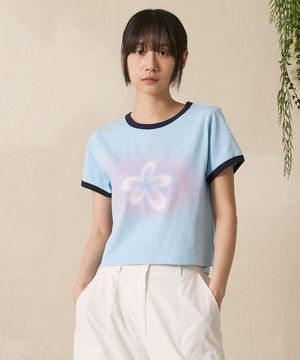 Gradation Bloom Ringer Tee Sky Blue