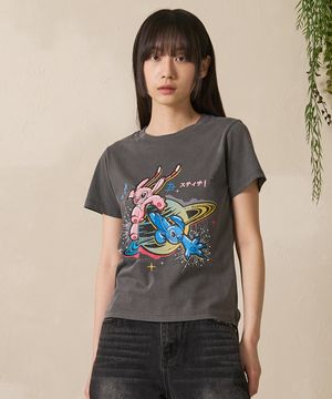 Stitch_Planet Overfit Short Sleeve  Vintage Charcoal