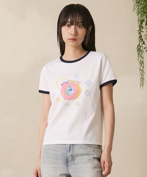 Stitch_Sunny Donut Ringer Tee White