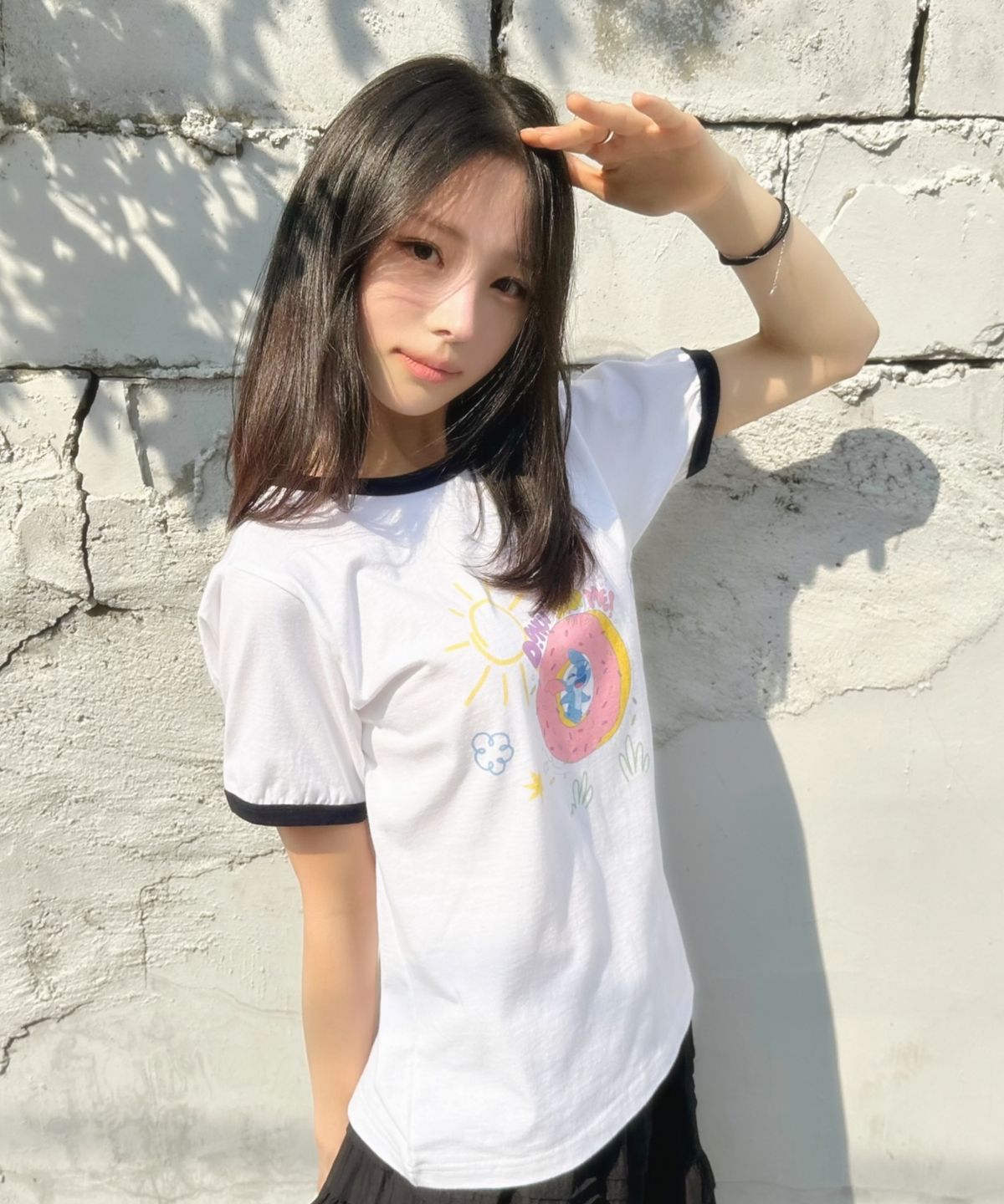 에프디알(FDR) Stitch_Sunny Donut Ringer Tee White