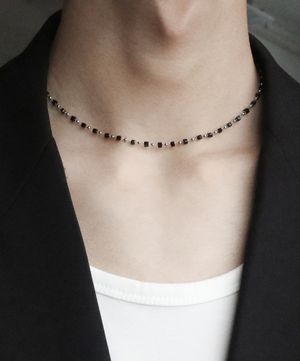 남자 짧은 목걸이 비즈 초커 CLEF Sound NEC