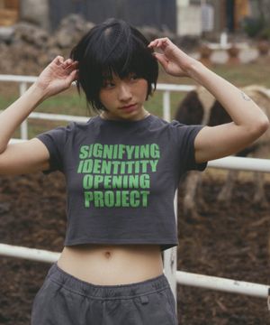 W Signifying Cropped T Shirt - Charcoal