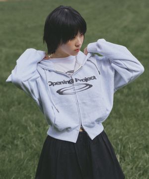 W Identity Hoodie Zip-up - Melange White