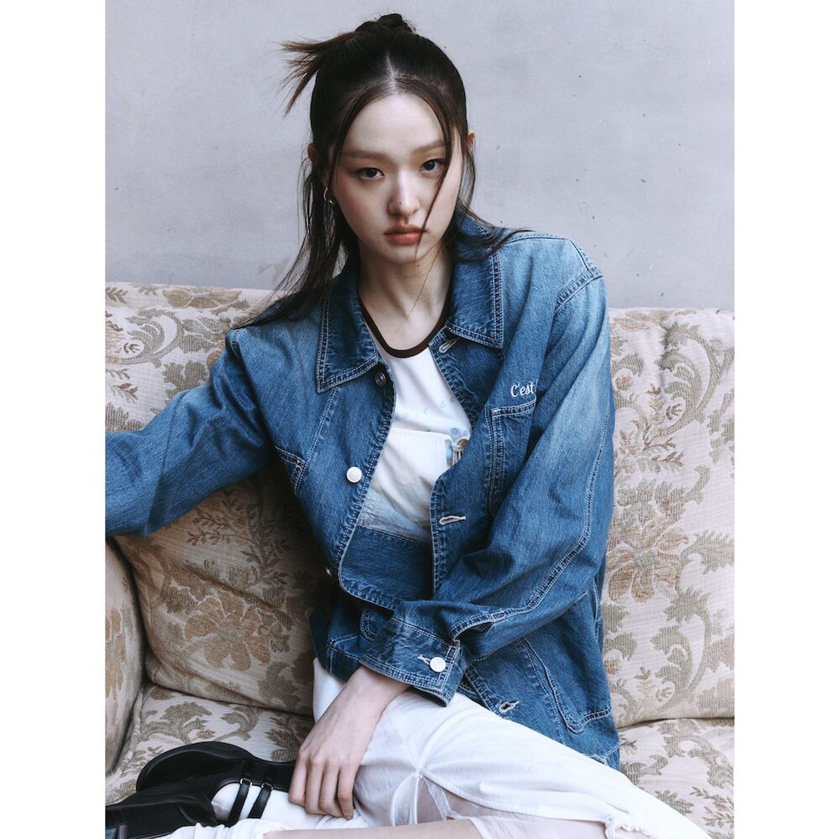 에잇세컨즈(8SECONDS) 데님 초어자켓  블루