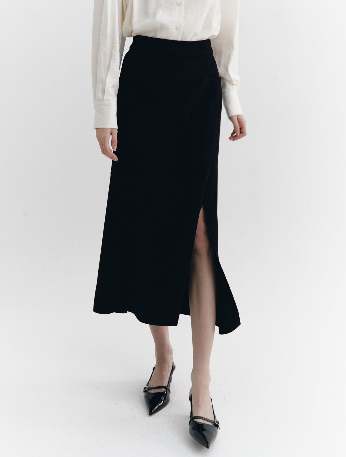 그레이데시온(GRAYDATION) High-stretch Semi-mermaid fit Banding Skirt BLACK