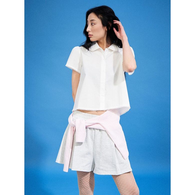 사이드 트리밍 숏 스  팬츠  그레이