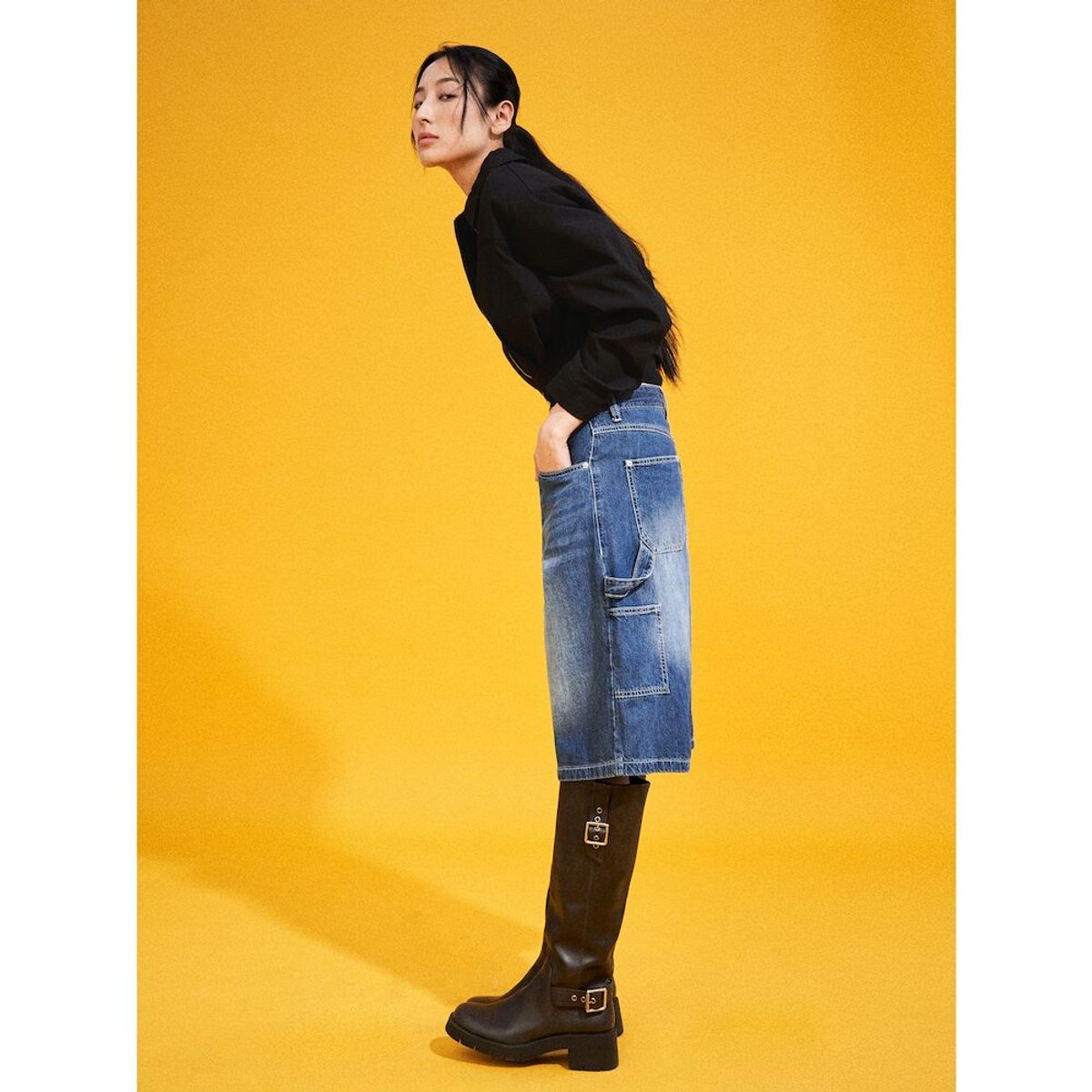에잇세컨즈(8SECONDS) 워크포켓 버뮤다 데님 팬츠  블루