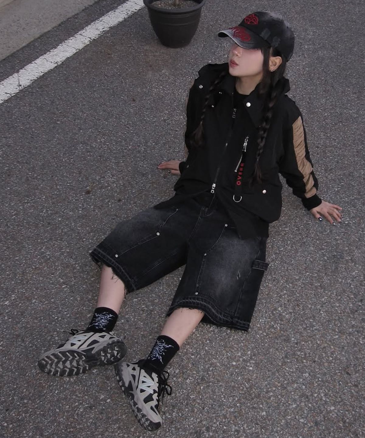 에프디알(FDR) Garment Wash Double Knee Bermuda Pants Black