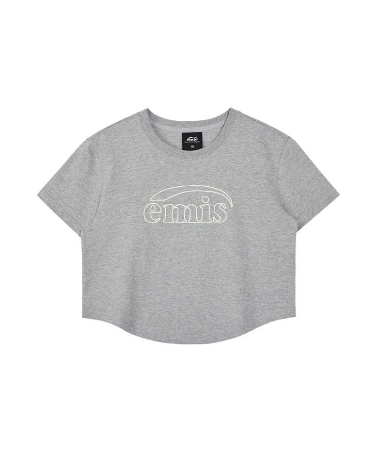 (WOMENS) CHAIN STITCH T-SHIRT-MELANGE GRAY