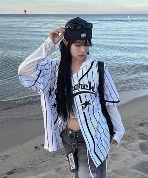 Star Logo Applique Baseball Shirts White