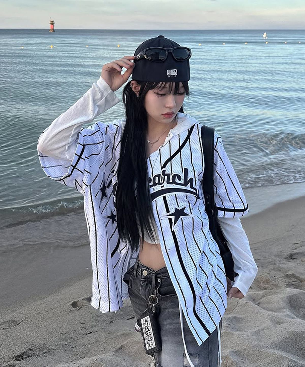 에프디알(FDR) Star Logo Applique Baseball Shirts White
