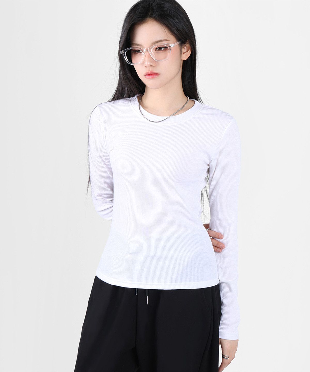 포더핏(FOR THE FIT) 골지 긴팔 티셔츠_아이