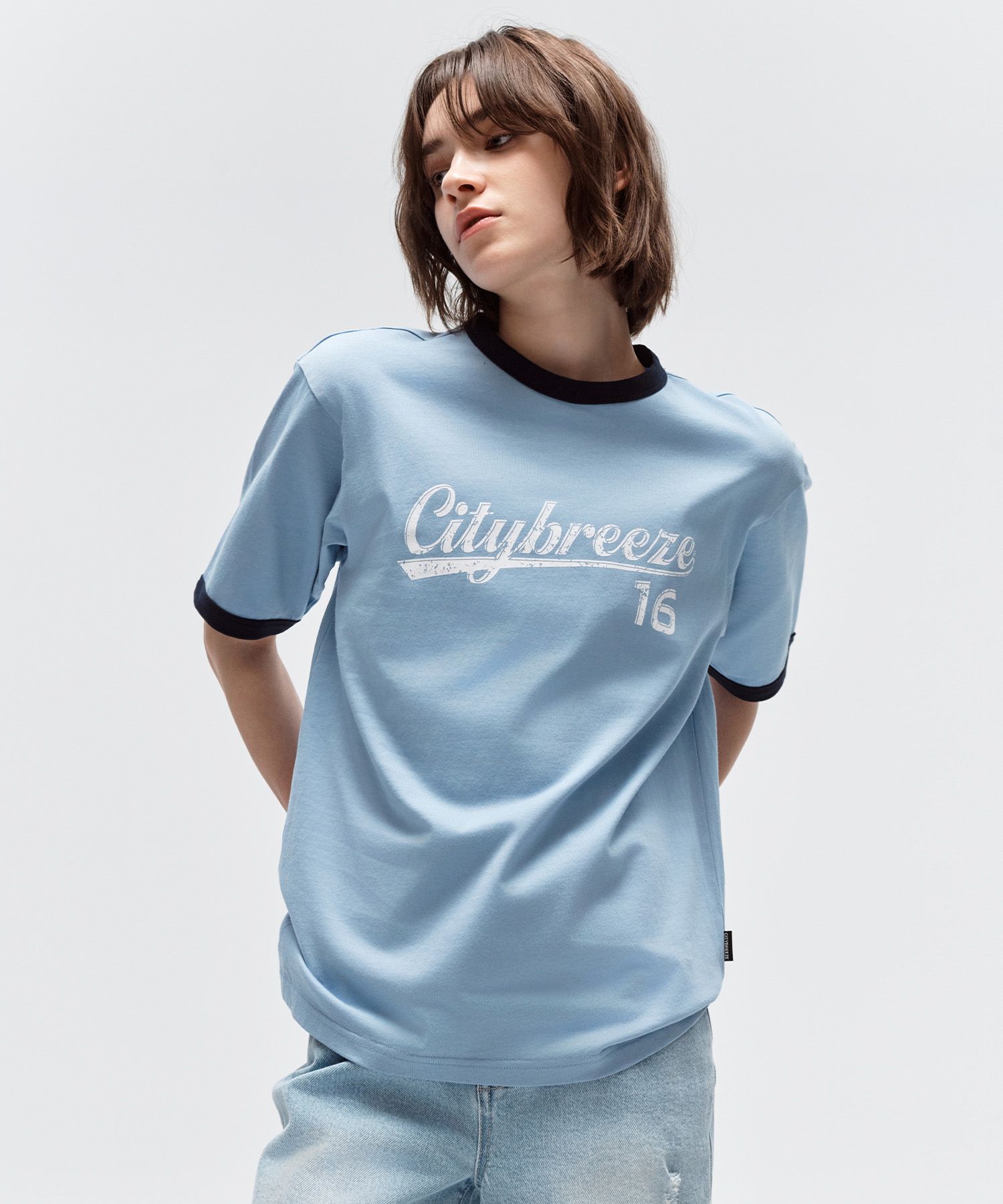 Tシャツ・カットソー citybreeze Vintage Logo Ringer T-Shirt_SKY BLUE MUSINSA | CITYBREEZE UNISEX Vintage Logo Ringer T-Shirt_SKY BLUE