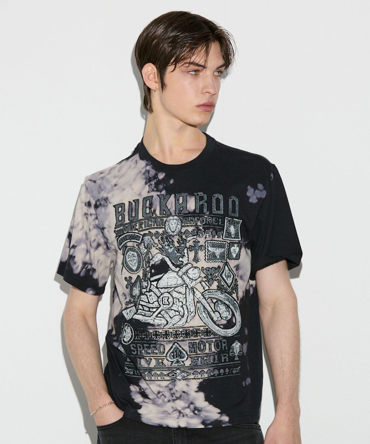 버커루(BUCKAROO) 싱글 빈티지 아트웍 반팔 티셔츠 제트 블랙