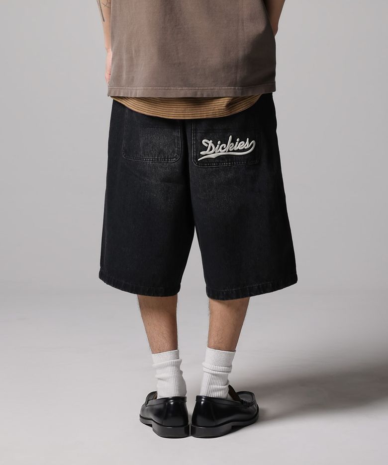 웨이브 로고 데님 쇼츠 Black Denim