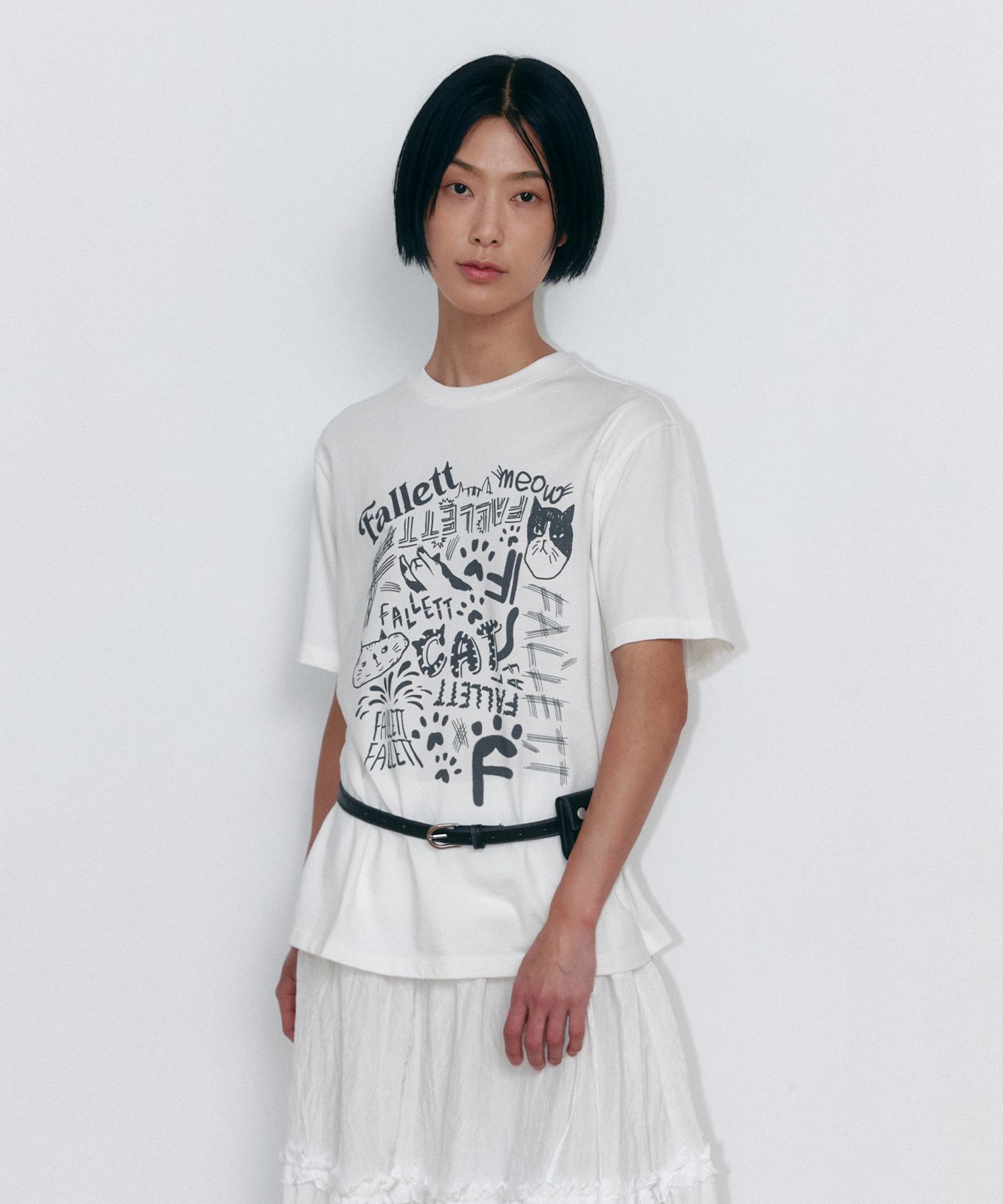 MUSINSA | FALLETT Nero Drawing Overfit Short Sleeve T-Shirt