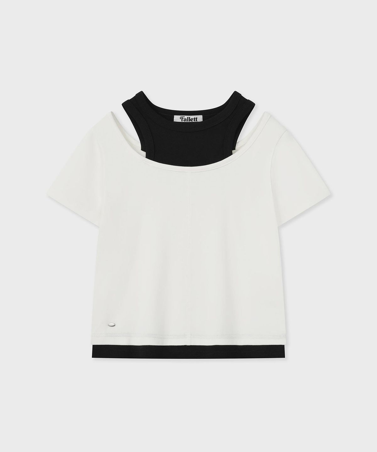 팔렛(FALLETT) 레이어드 반팔티 화이트