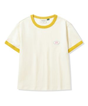 (우먼) JELLY 스몰 로고 링거 반팔 티셔츠_크림