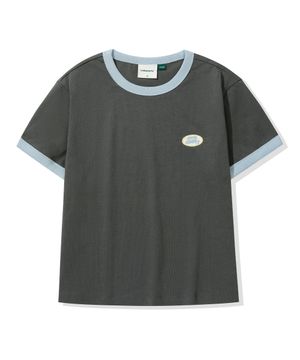 (우먼) JELLY 스몰 로고 링거 반팔 티셔츠_차콜