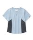(우먼) 라인 크롭 반팔 티셔츠_스카이블루