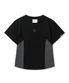 (우먼) 라인 크롭 반팔 티셔츠_블랙