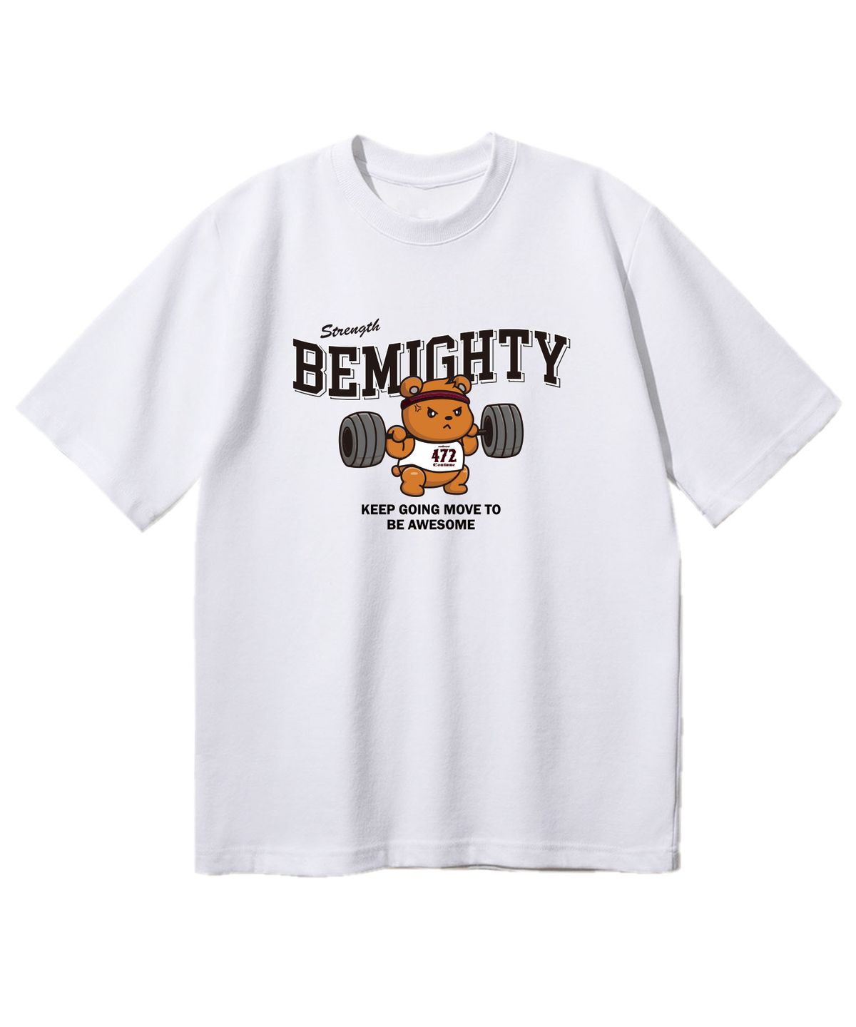 비마이티(BEMIGHTY) 바벨 베어 오버핏 반팔티셔츠 [화이트]
