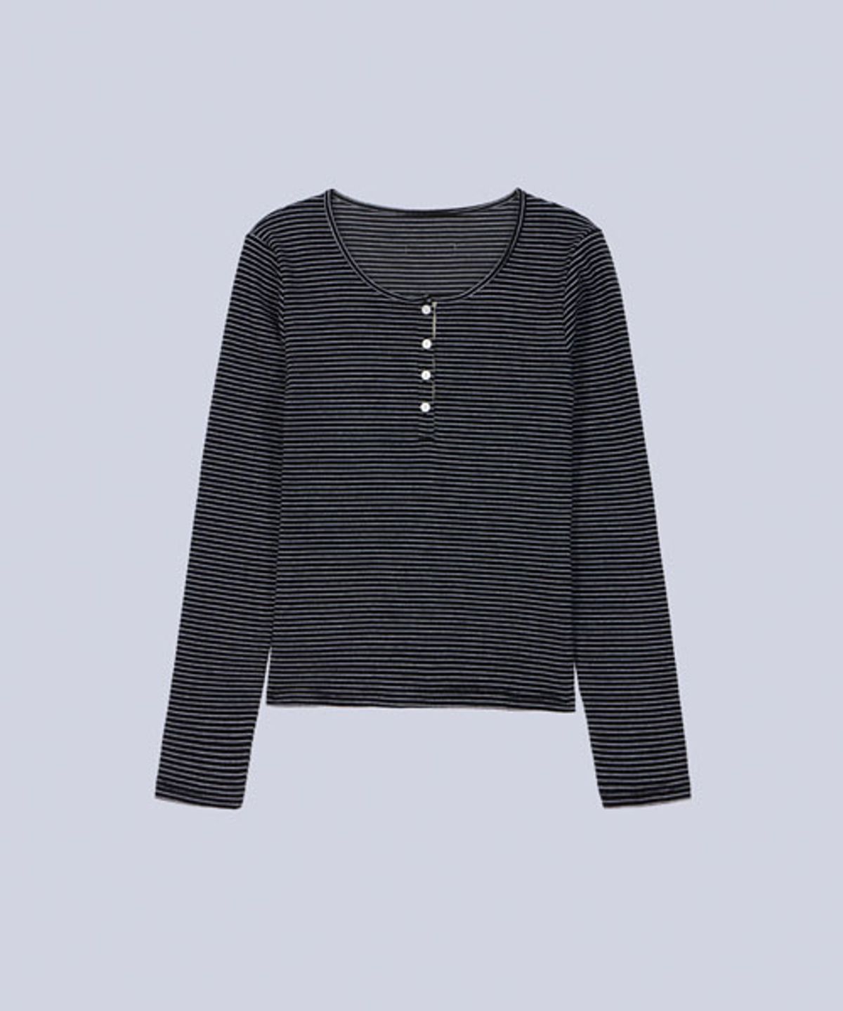헤인트(HAINT) COSY BUTTON ST LONG SLEEVE T_BLACK