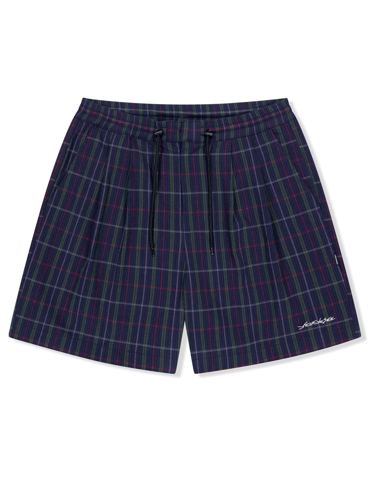 예스아이씨(YESEYESEE) Crinkled Fabric Check Shorts Blue