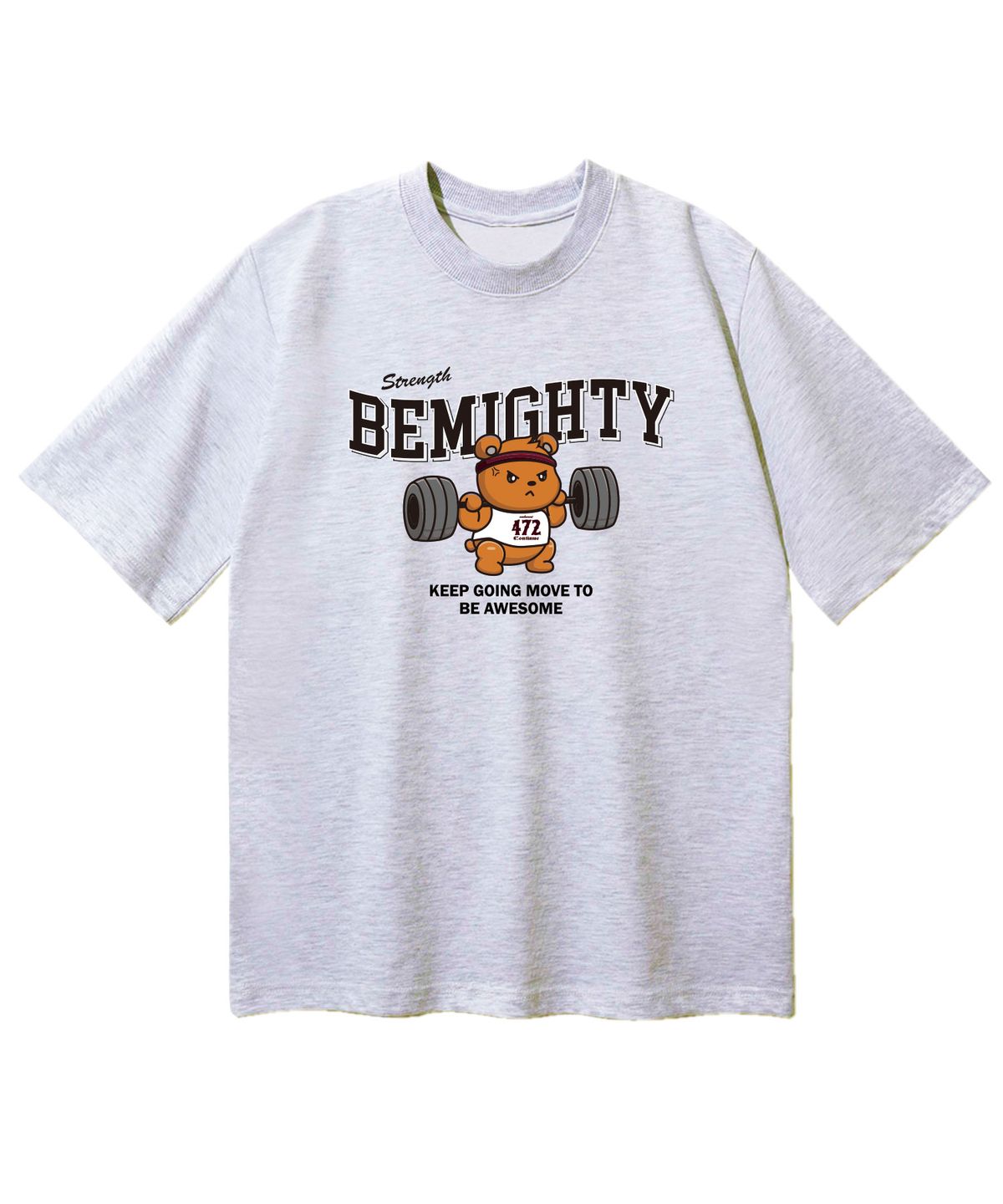비마이티(BEMIGHTY) 바벨 베어 오버핏 반팔티셔츠 [라이트그레이]