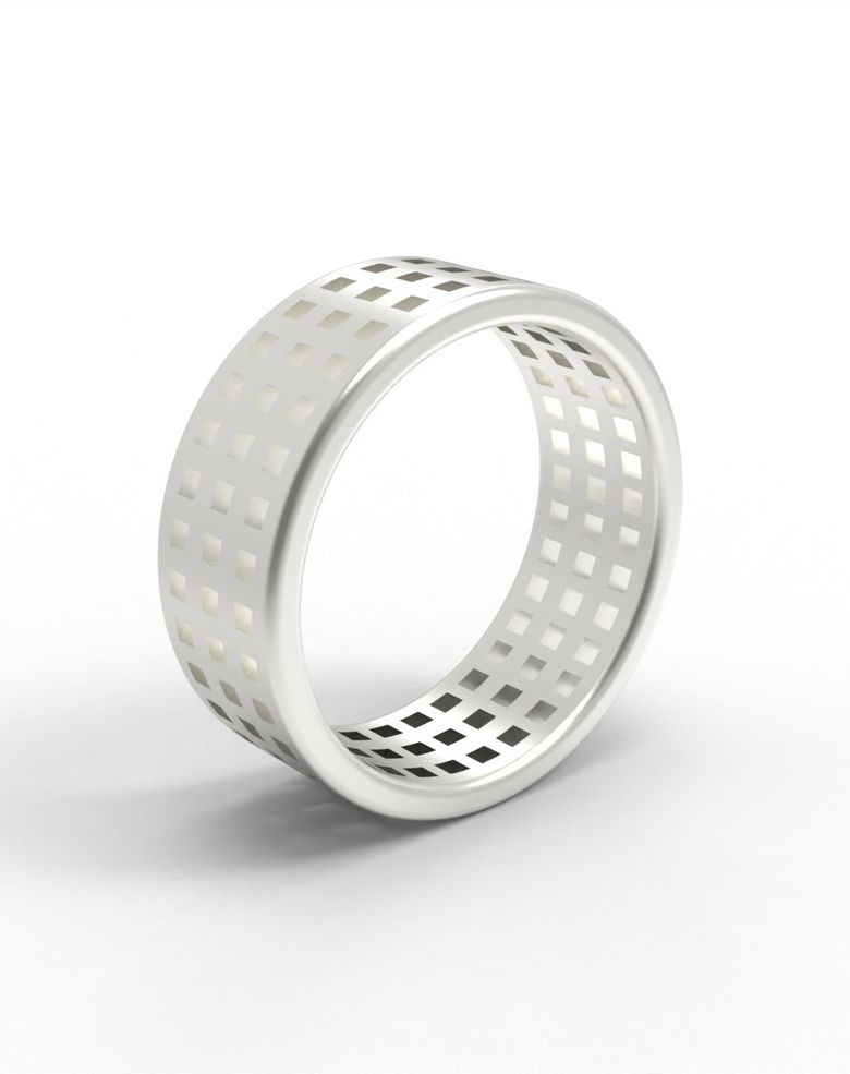 WIN SQUARE RING (3R) [STERLING SILVER] 기하학 디자인 패턴 포인트 925 실버 반지