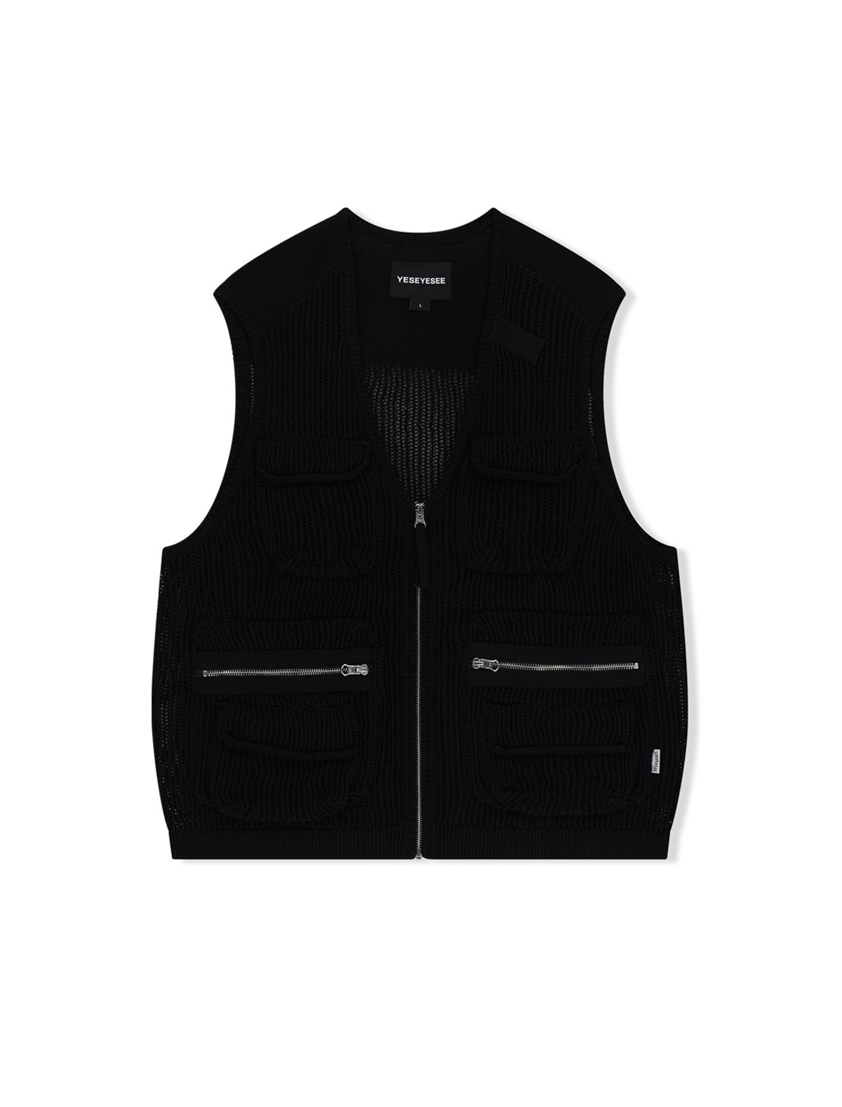 예스아이씨(YESEYESEE) Knitted Utility Vest Black