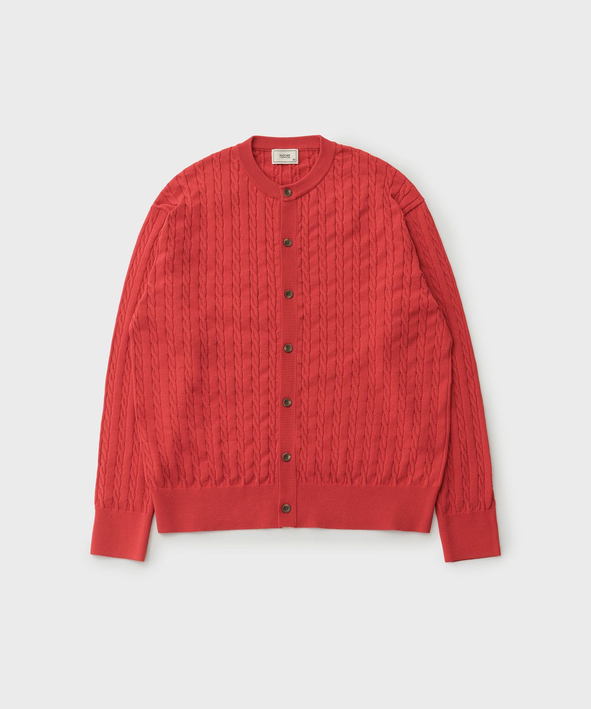어나더 오피스(ANOTHER OFFICE) Current Cable Cardigan (Carmine)