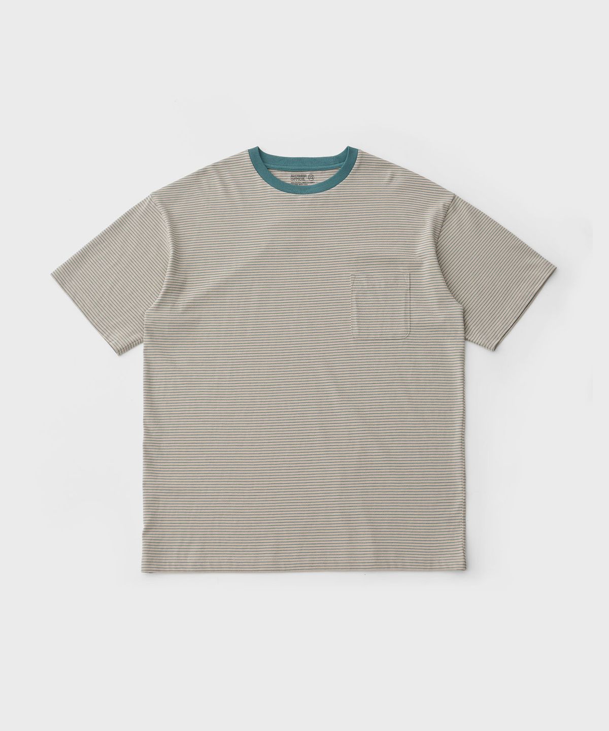 어나더 오피스(ANOTHER OFFICE) Basis Border Pocket Tee (Ocean Blue)