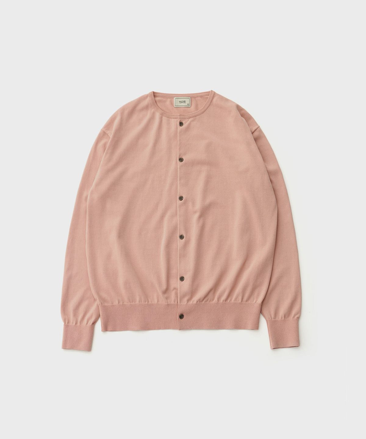 어나더 오피스(ANOTHER OFFICE) Basis Roundneck Cardigan (Light Mauve)