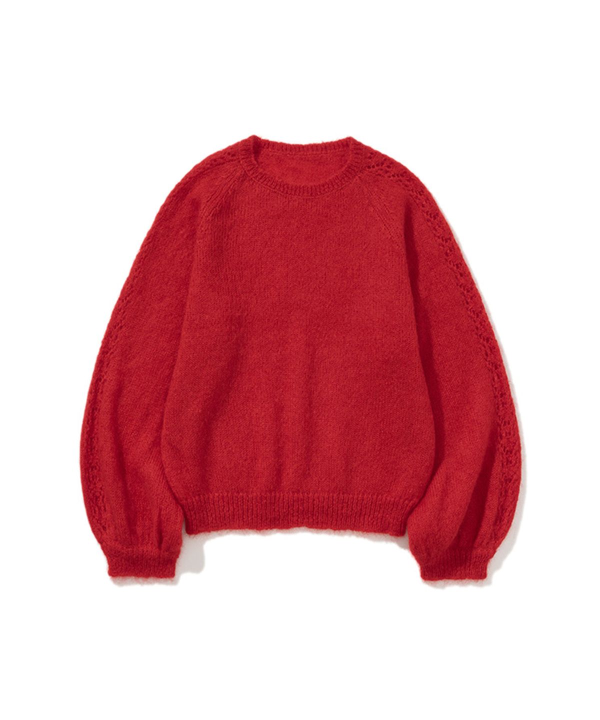 에르에르(ERER) Balloon Sleeve Scallop Knit Red