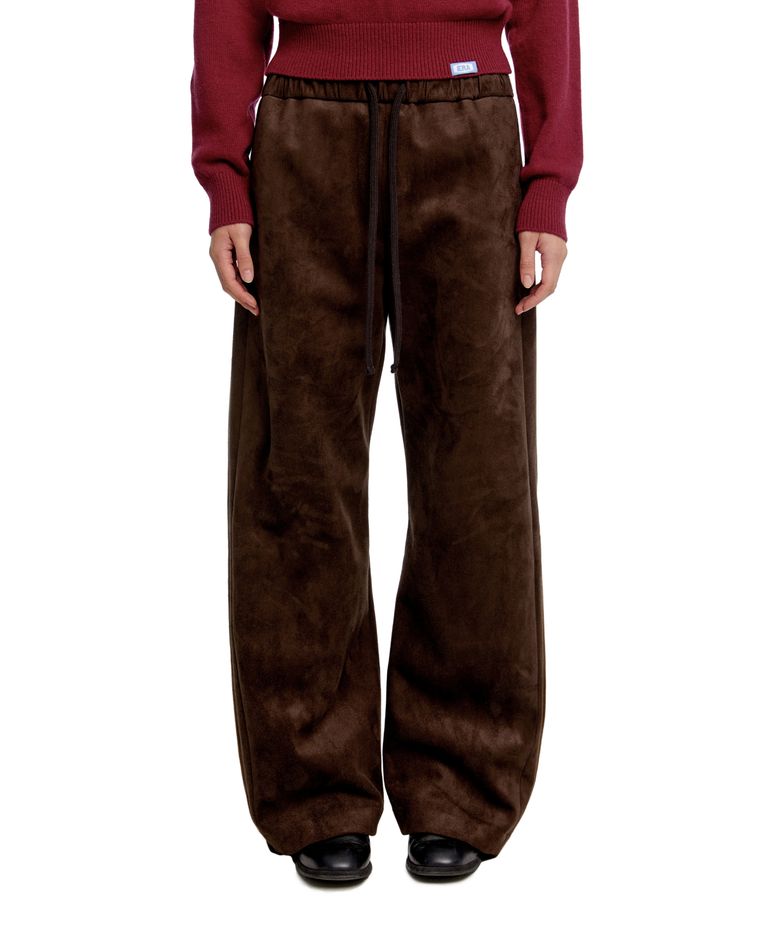 UNISEX SUEDE EFFECT TRACK PANTS - BROWN
