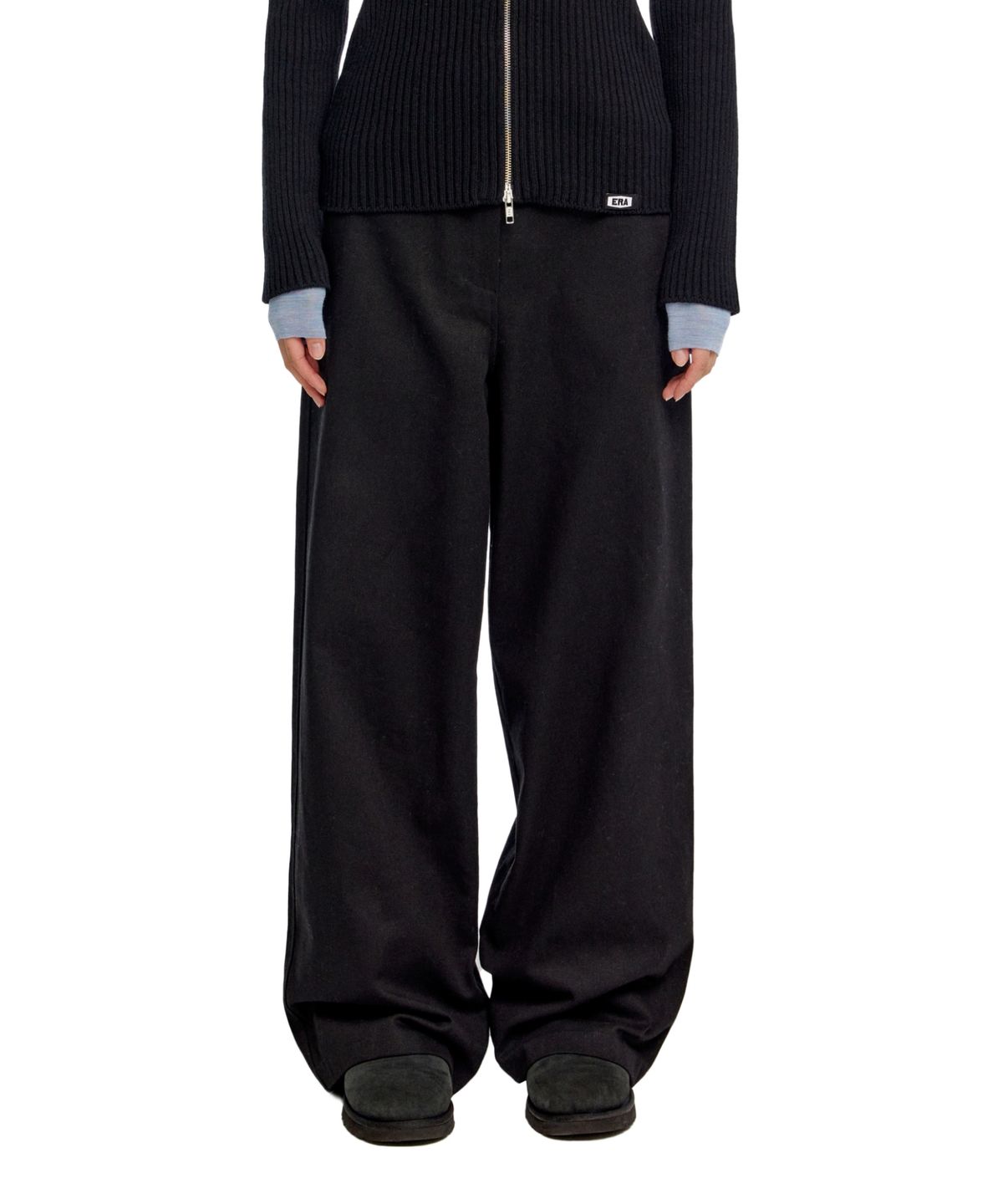 이알에이(ERA) WOMEN CLASSIC WIDE - FIT DRAWSTRING PANTS - BLACK
