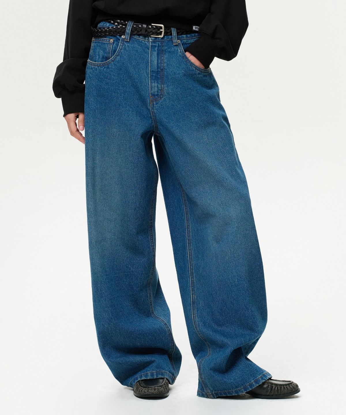 이알에이(ERA) WOMEN ERA WIDE FIT DENIM PANTS - DUSTY BLUE
