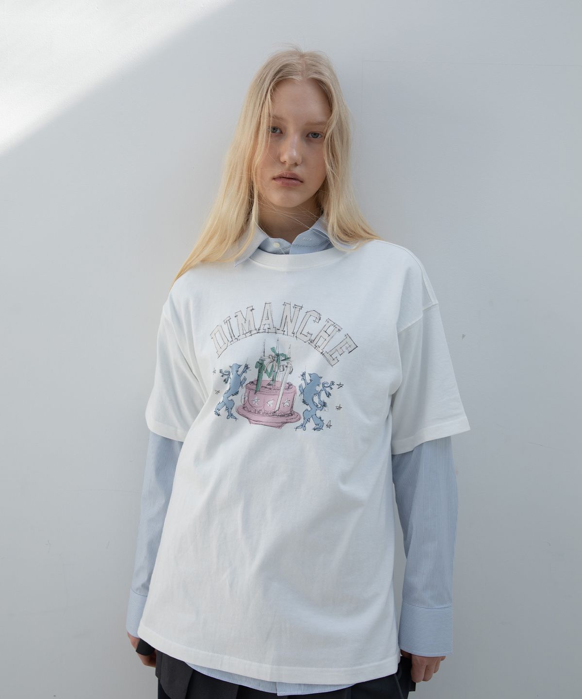 디망쉬(dimanche) PREPPY CAKE OVERSIZE T-SHIRT