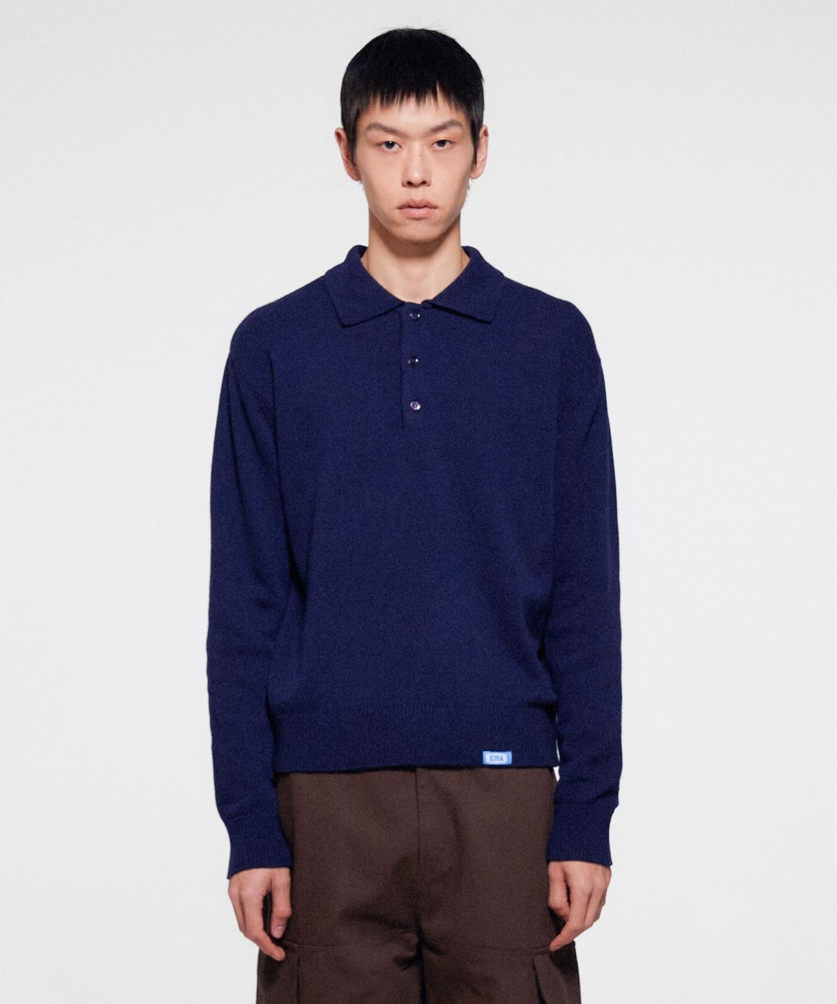 이알에이(ERA) MEN WOOL BLEND POLO SWEATER - NAVY