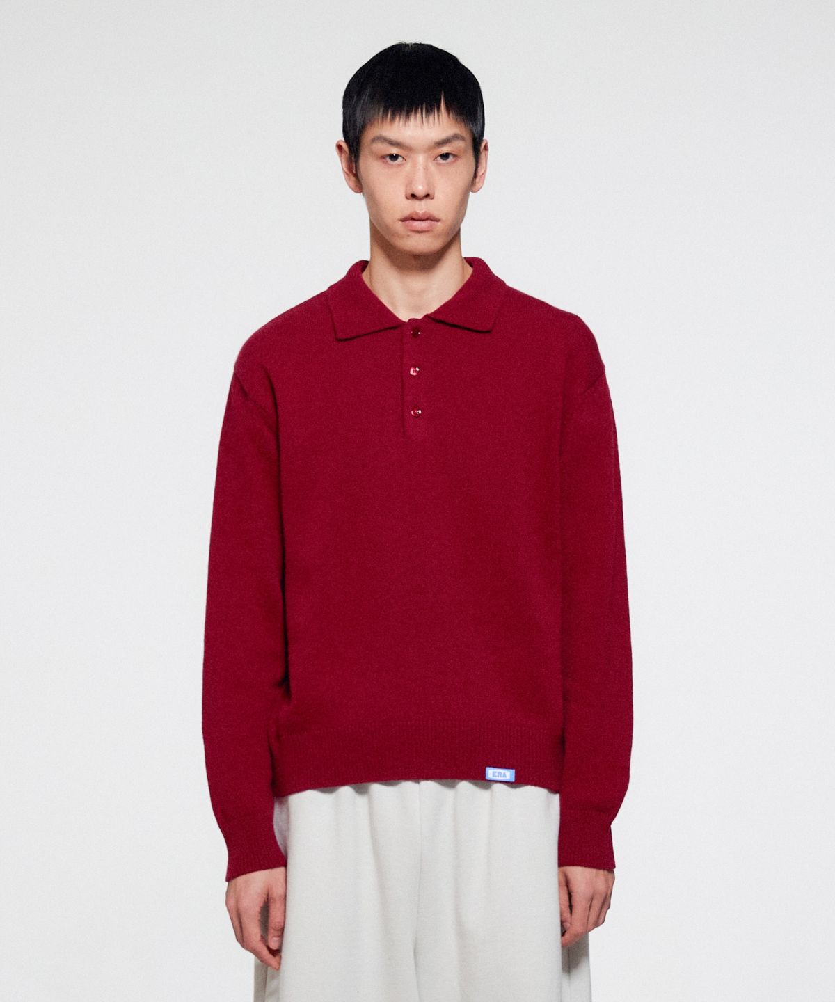 이알에이(ERA) MEN WOOL BLEND POLO SWEATER - DEEP BURGUNDY