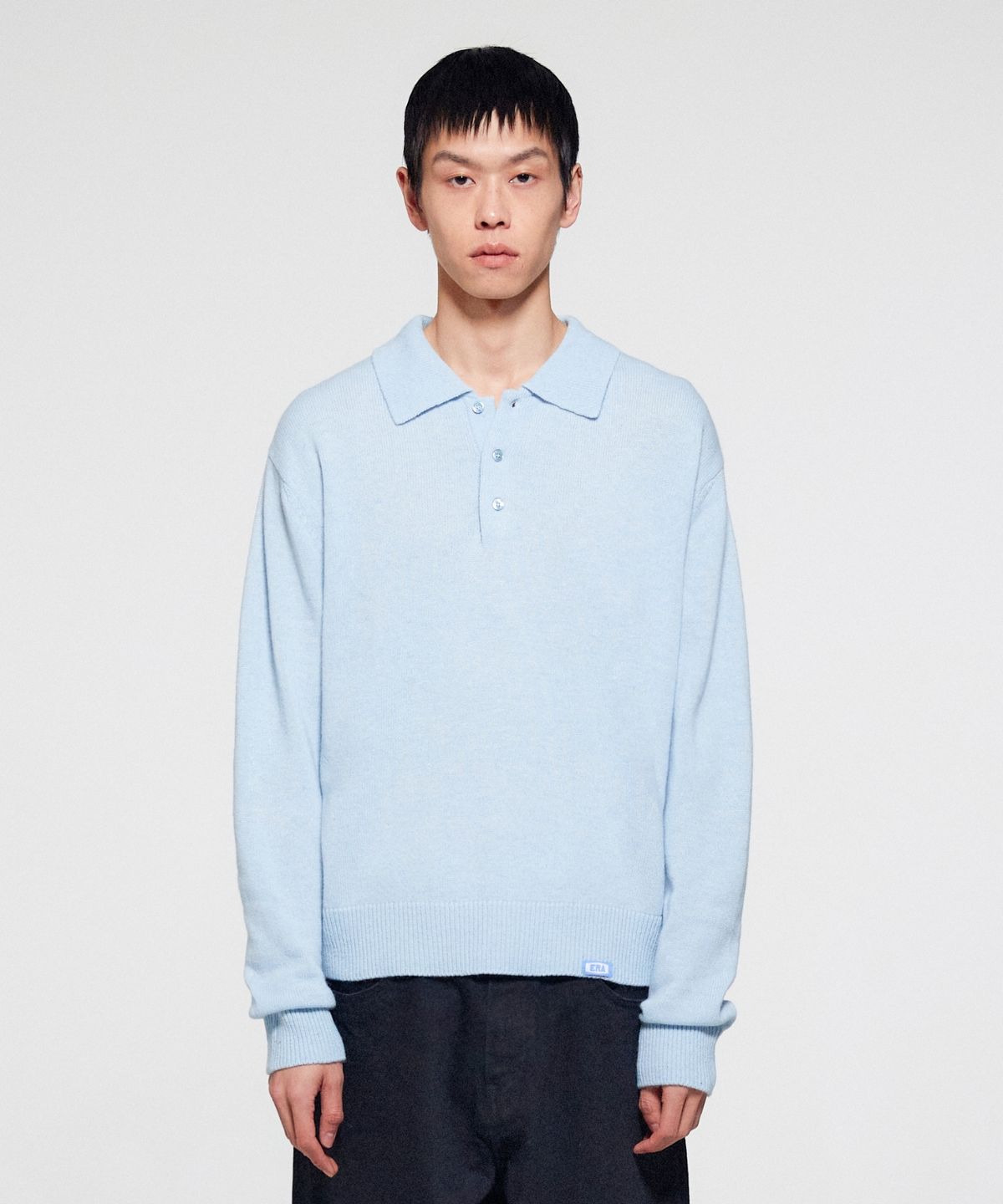 이알에이(ERA) MEN WOOL BLEND POLO SWEATER - LIGHT BLUE