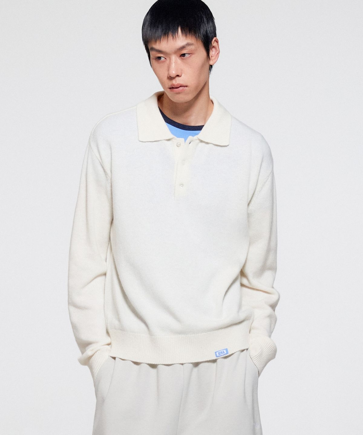 이알에이(ERA) MEN WOOL BLEND POLO SWEATER - WHITE