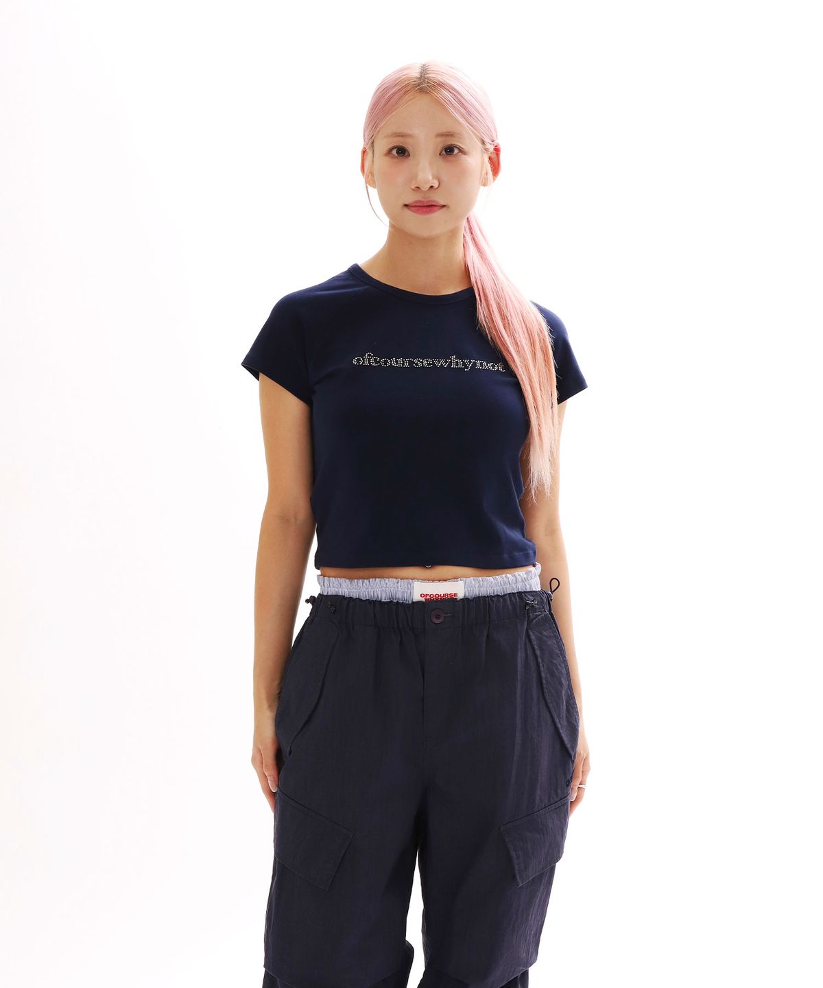 오브콜스와이낫(OFCOURSEWHYNOT) That girl vibe Tee_Navy
