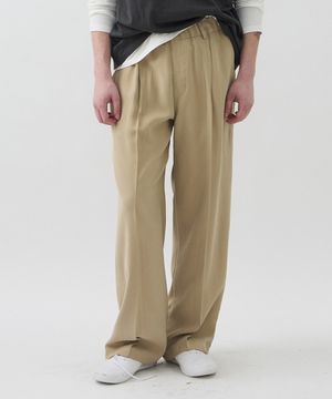 SILKY BANDING TROUSERS - BEIGE