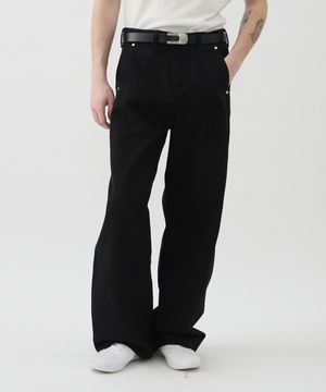 SLANT COTTON TROUSERS - BLACK